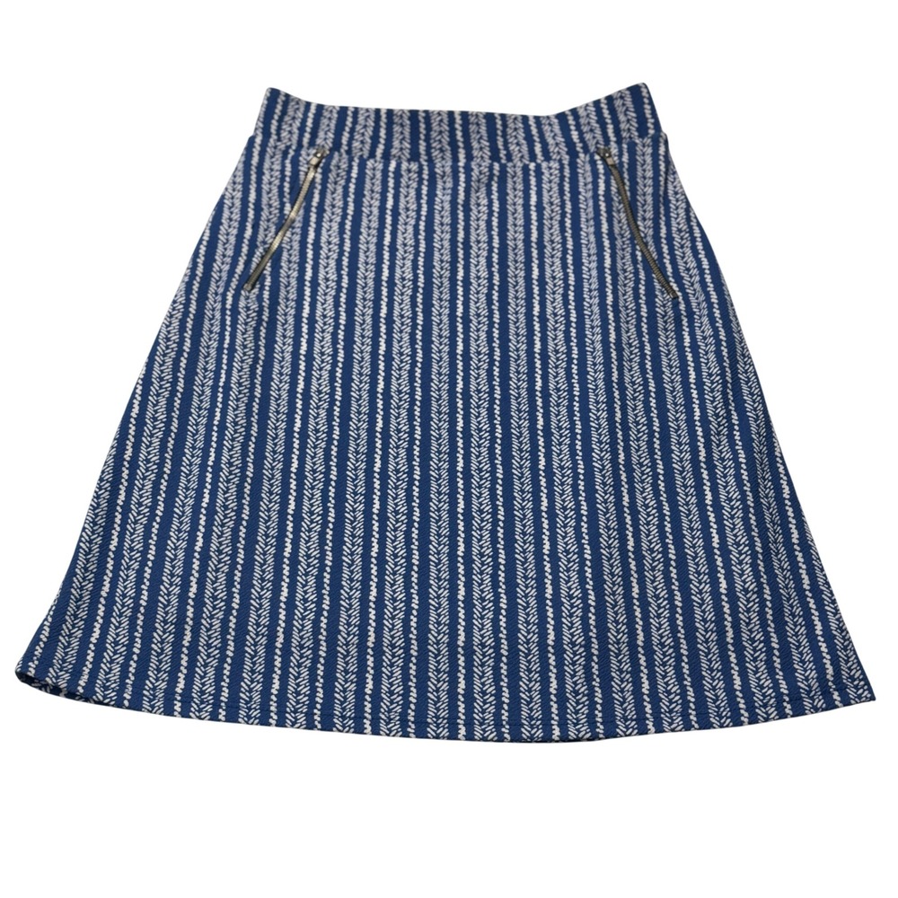 Le Lis Skirt Womens Small Blue White Herringbone A-Line Zip Pocket Made USA